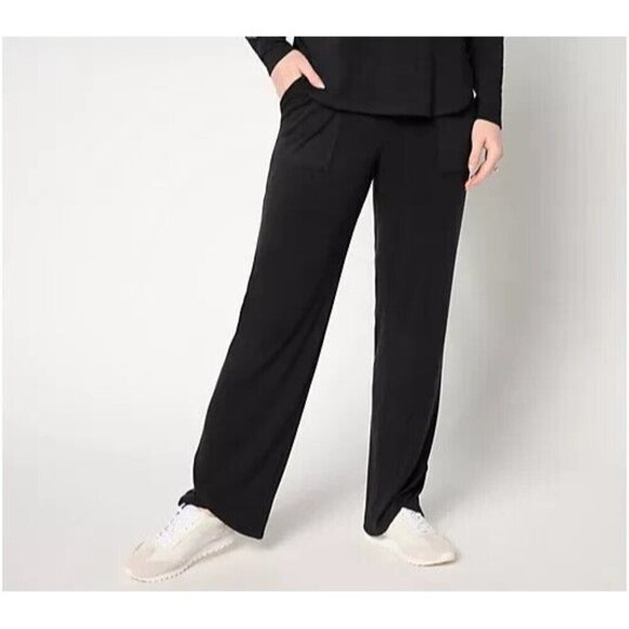 AnyBody Regular Plush Knit Tulip Hem Pants Pockets Black 4X A671777 - Picture 1 of 1